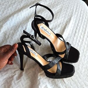Lady Couture Black Strass Strappy High Heels Prom